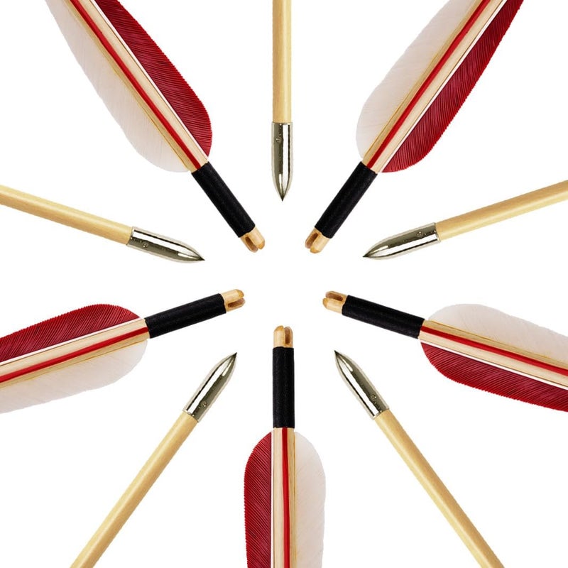 Luoyer 12 Pcs Archery Wooden Arrows with Feathers Handmade Targeting Arrows for Traditional Bow Recurve Bow Longbow for Adults 31inch - Image 4